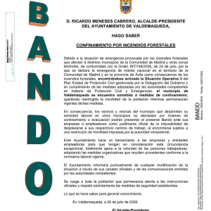 Bando: confinamiento por incendios forestales